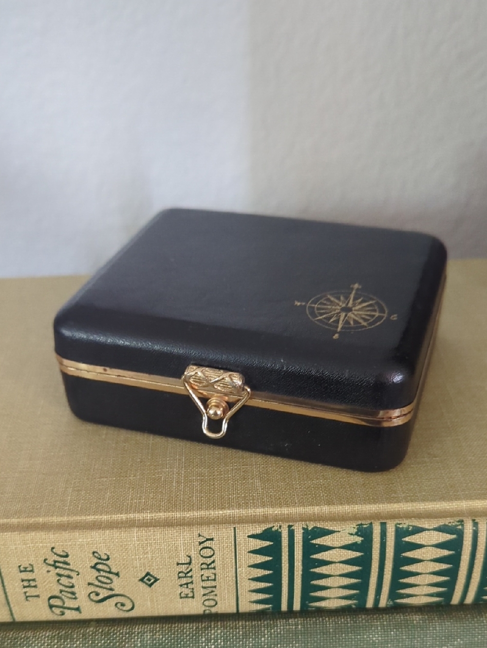 Vintage Black Tie Clip Holder With Nautical Detail